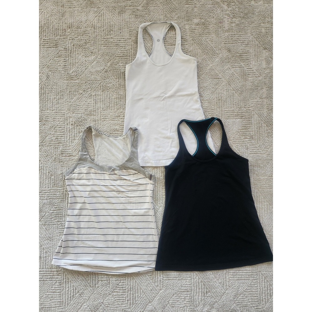 Lululemon Tank Tops Lot S/M Cool Racerback Womens Athletic Ribbed Striped Camis